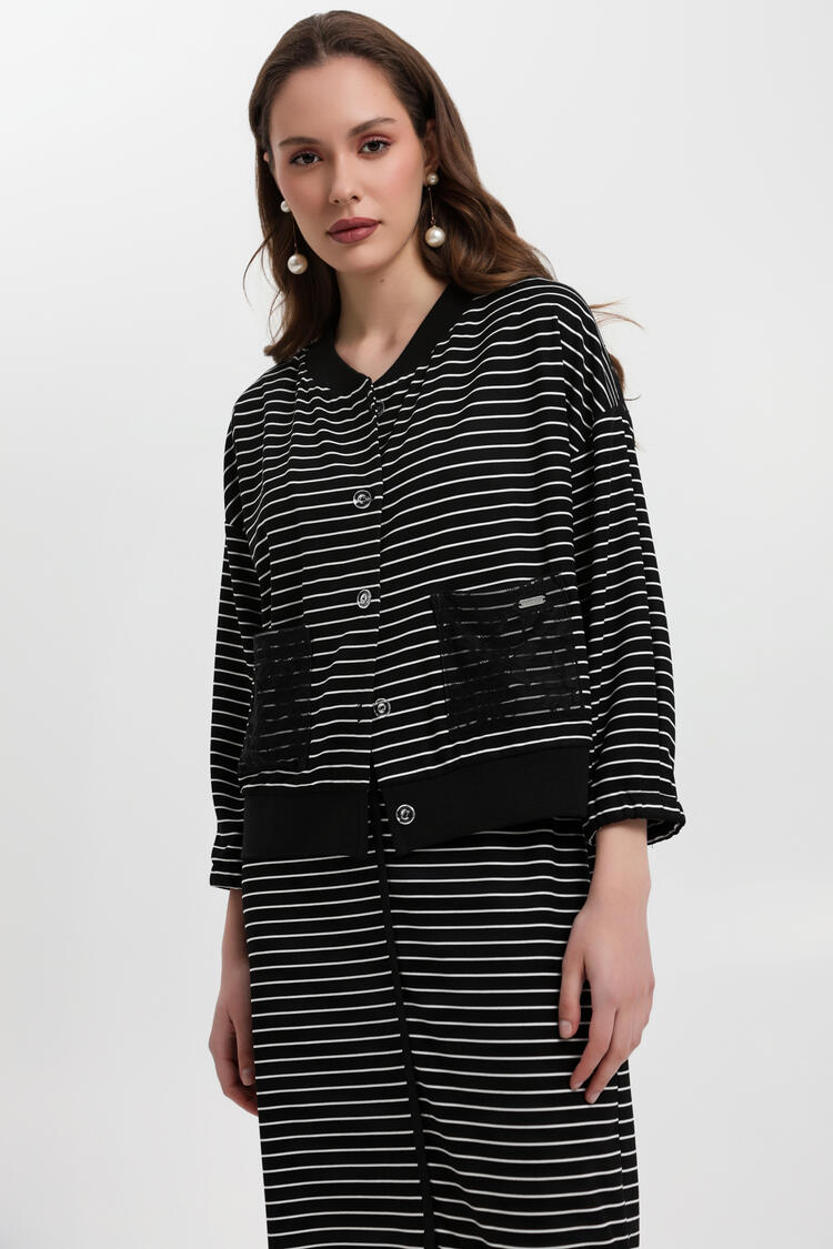 Cardigan with stripe pattern - Black S