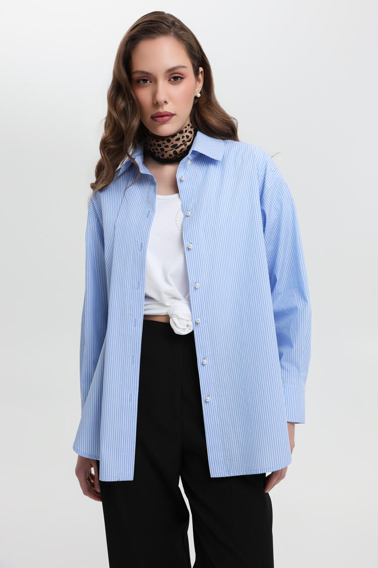 Shirt with stripe pattern - Blue S/M