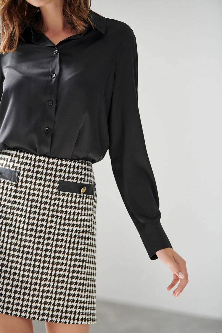 Checkered skirt with front pockets - Black XL