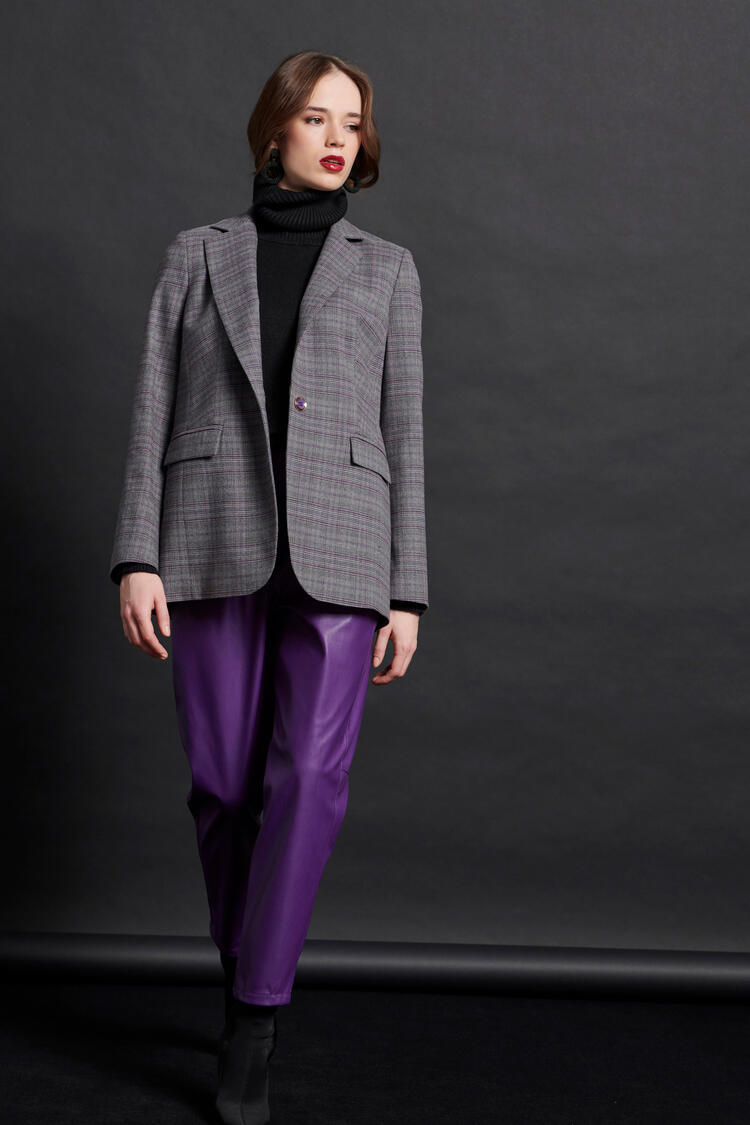 Plaid jacket with sleeve detail - Grey S