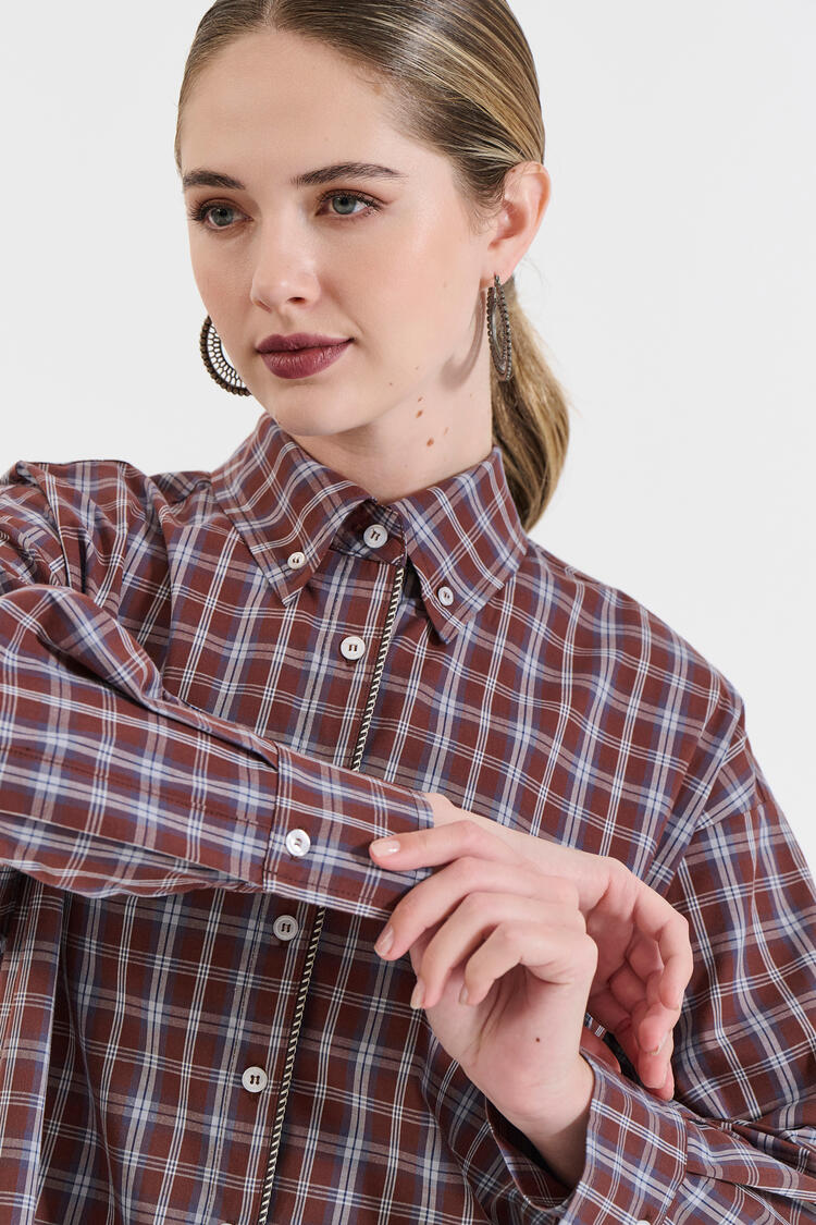 Cotton Checked Shirt - Blue M