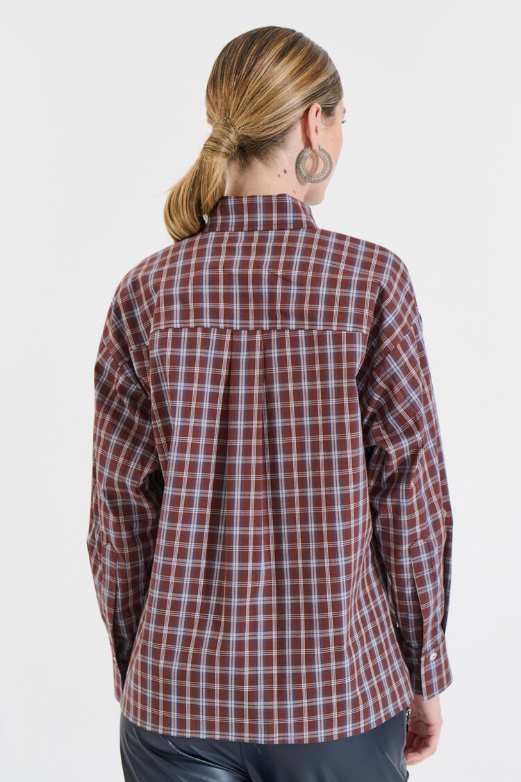 Cotton Checked Shirt - Blue M