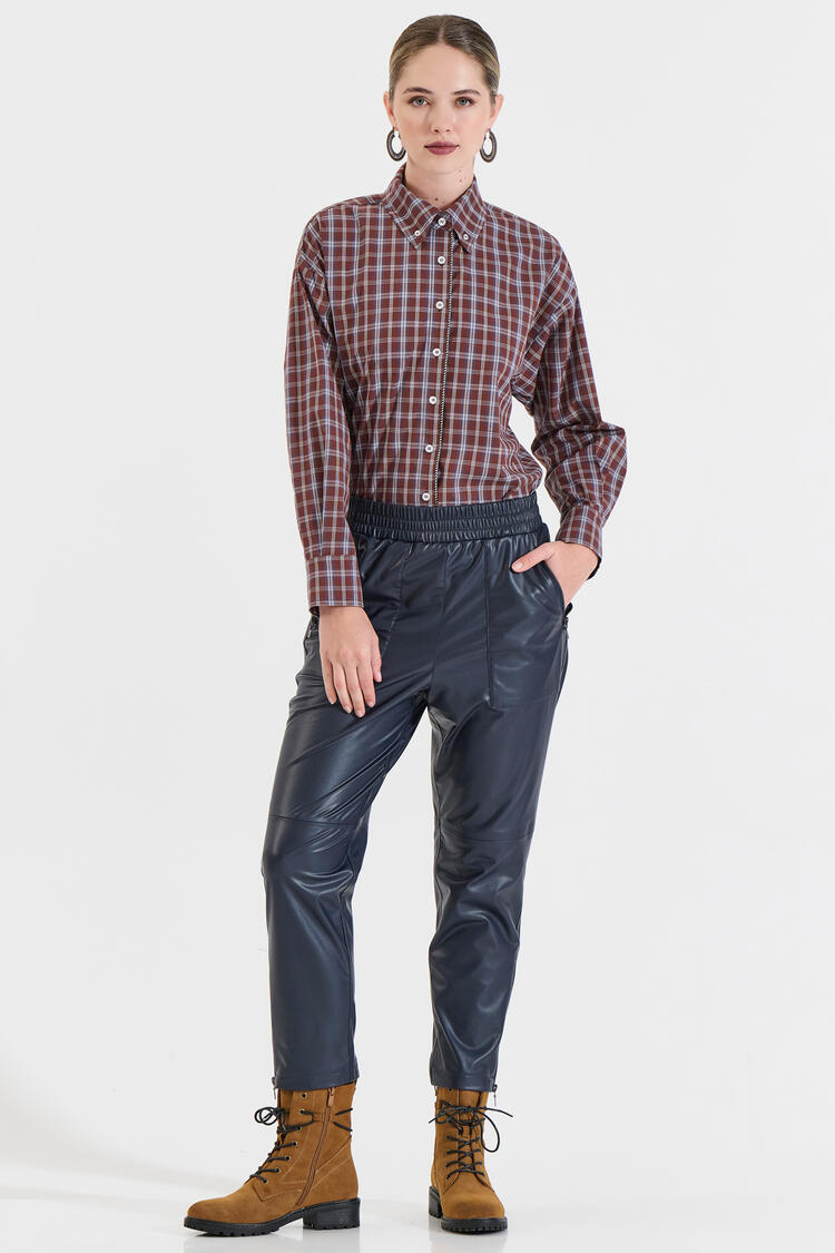 Cotton Checked Shirt - Blue M
