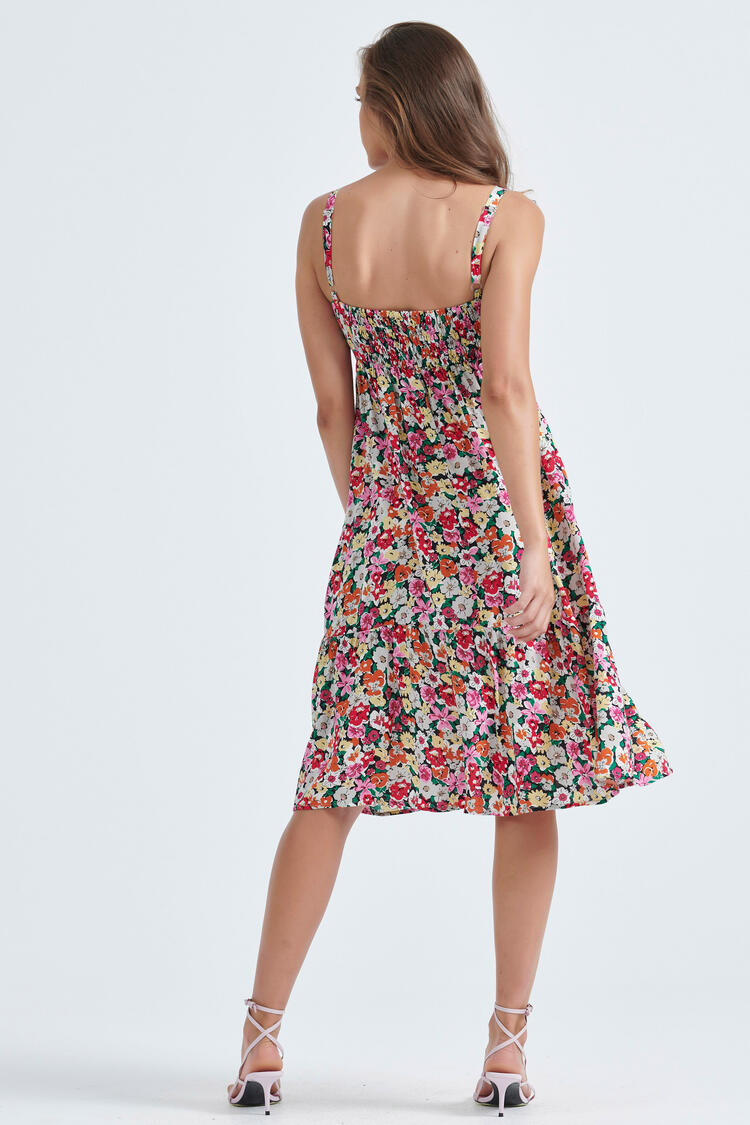 Dress with tie on the bodice - Fuchsia S