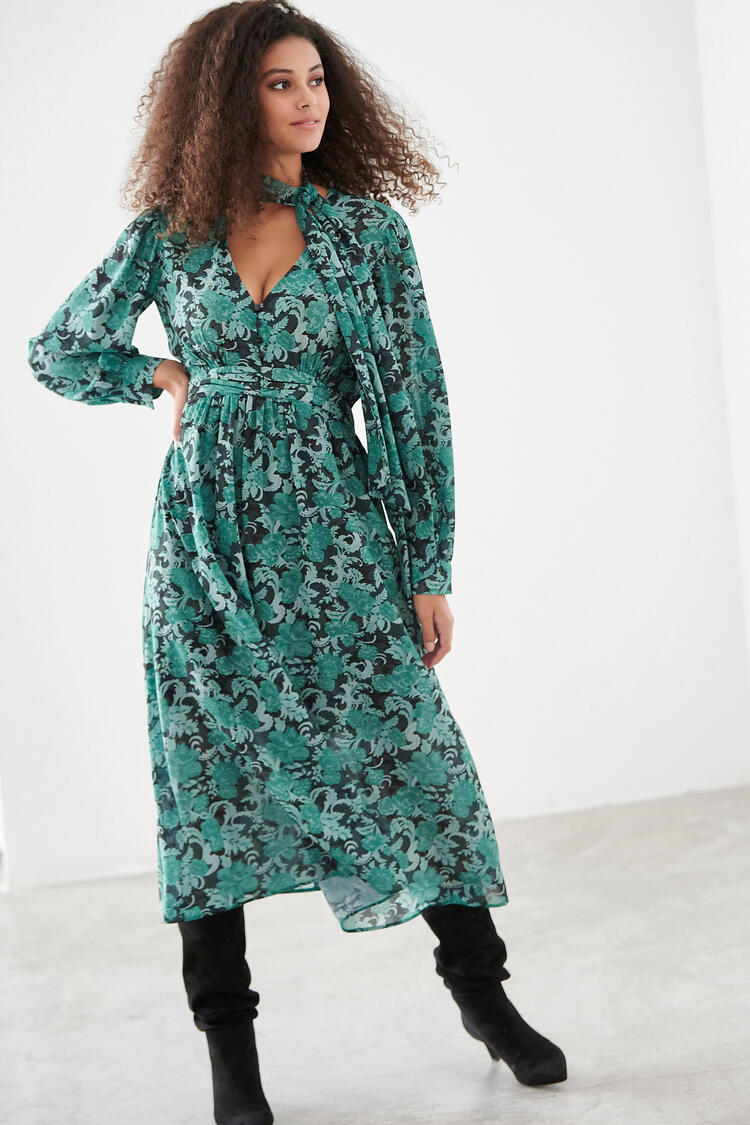 Dress with plaid pattern - GREEN S
