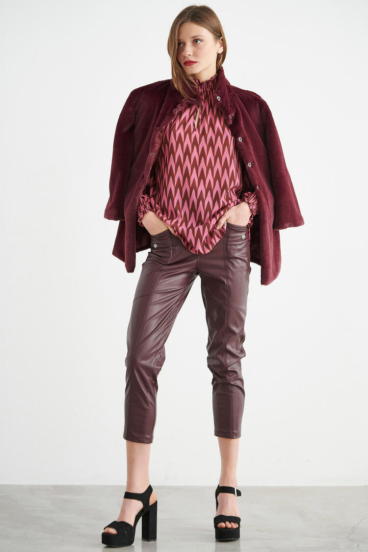 Blouse with geometric print - Fuchsia S