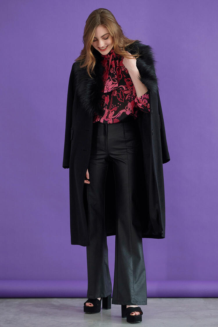 Printed blouse with scarf - Fuchsia S