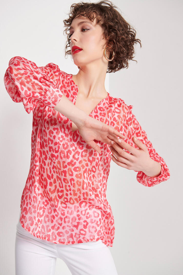 Animal print blouse - Fuchsia S