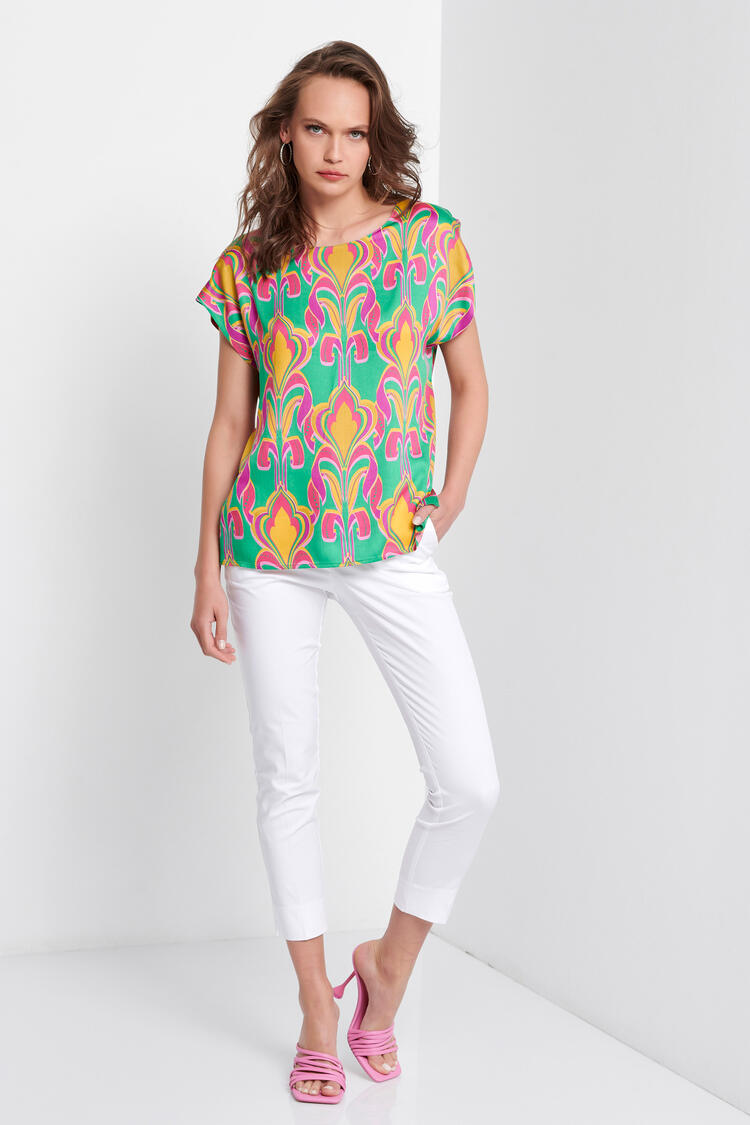 Blouse with bright colors - GREEN S