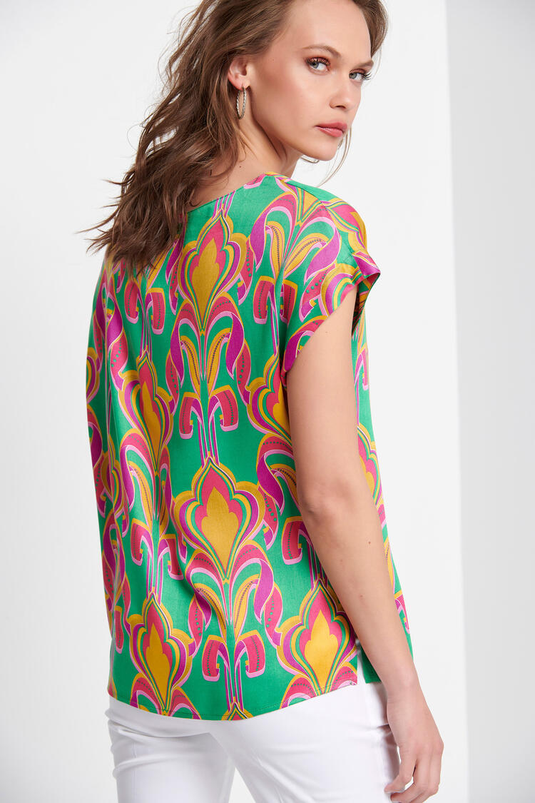 Blouse with bright colors - GREEN S