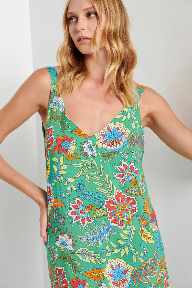 Dress with ruffles at the end - GREEN S