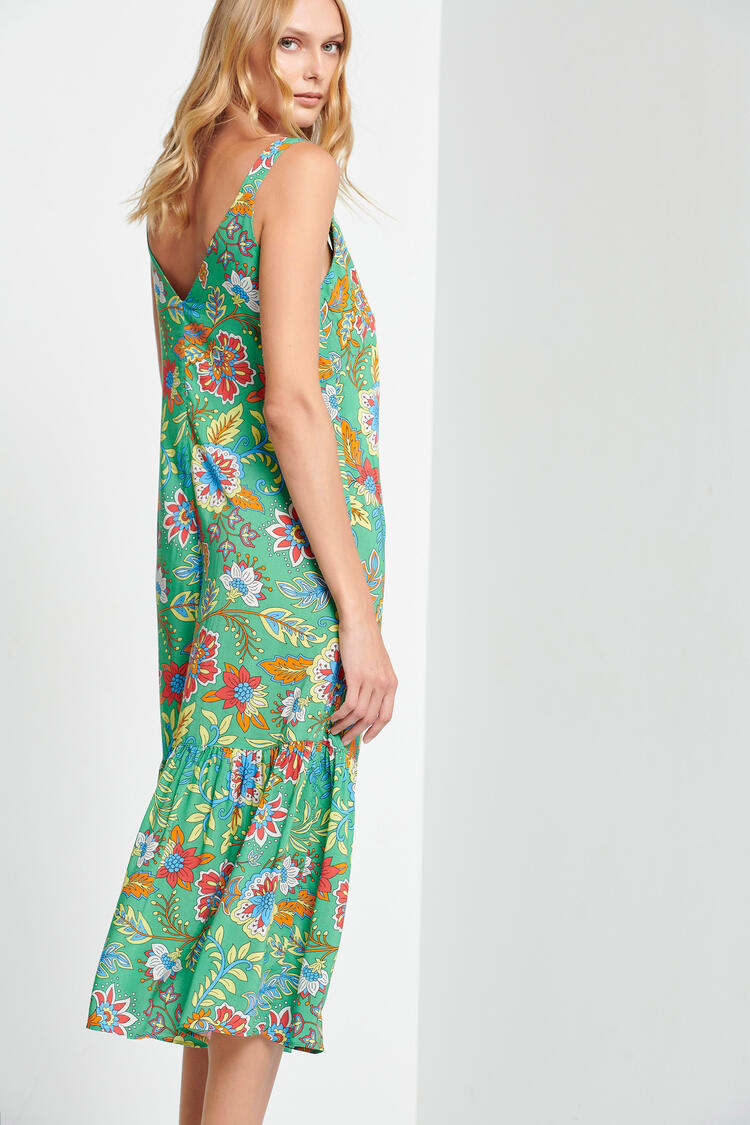 Dress with ruffles at the end - GREEN S