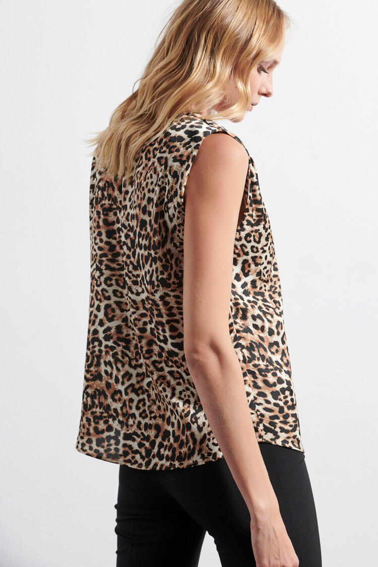 Blouse with animal print - Beige M