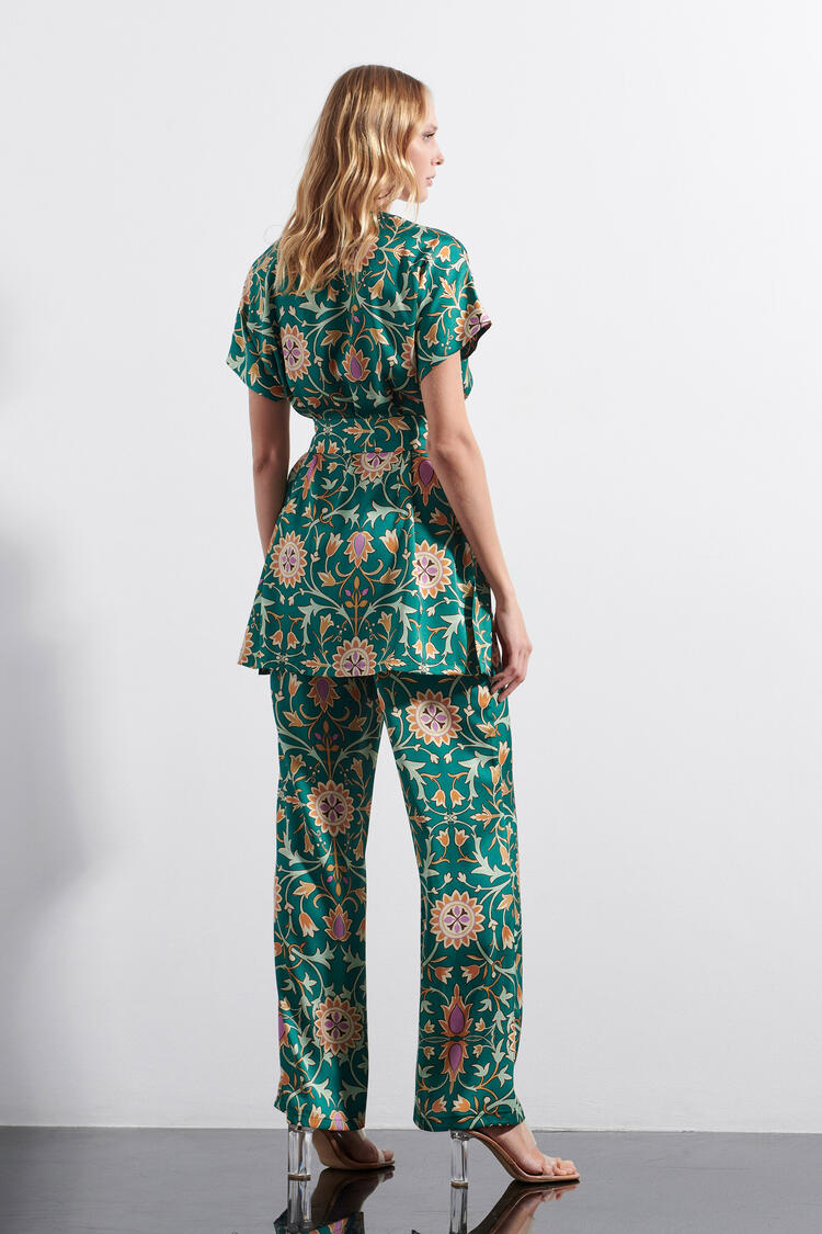 Floral printed pants - GREEN S