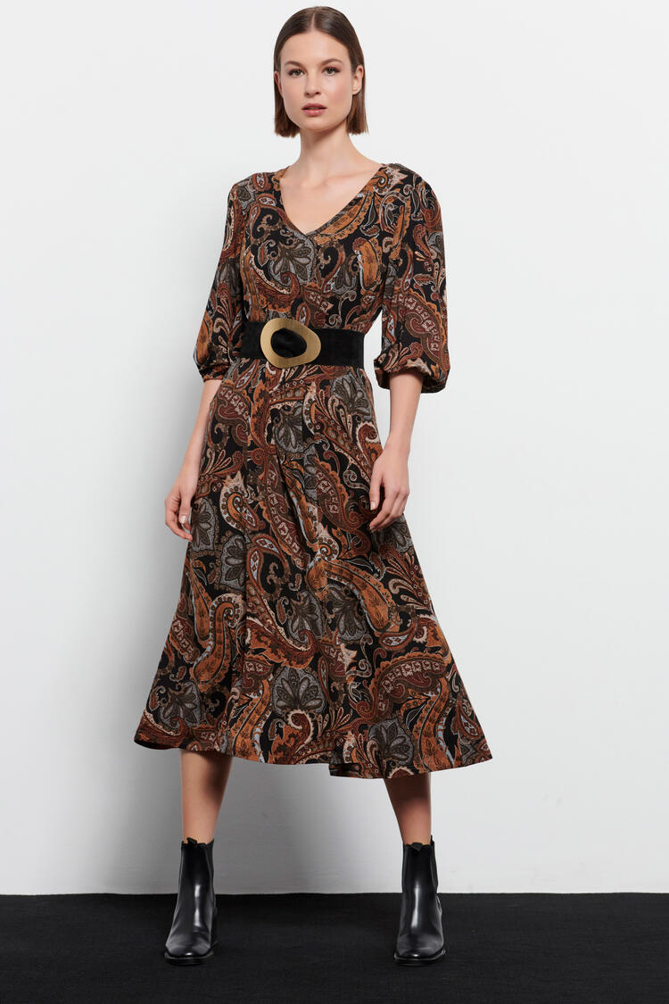 Maxi dress with printed pattern - Brown S