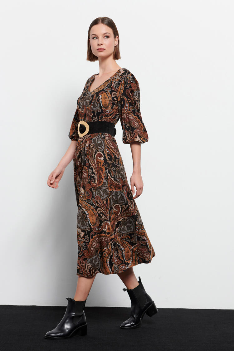 Maxi dress with printed pattern - Brown S