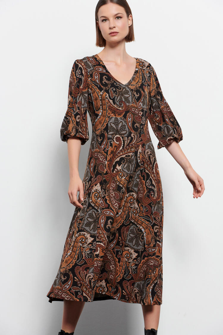 Maxi dress with printed pattern - Brown S