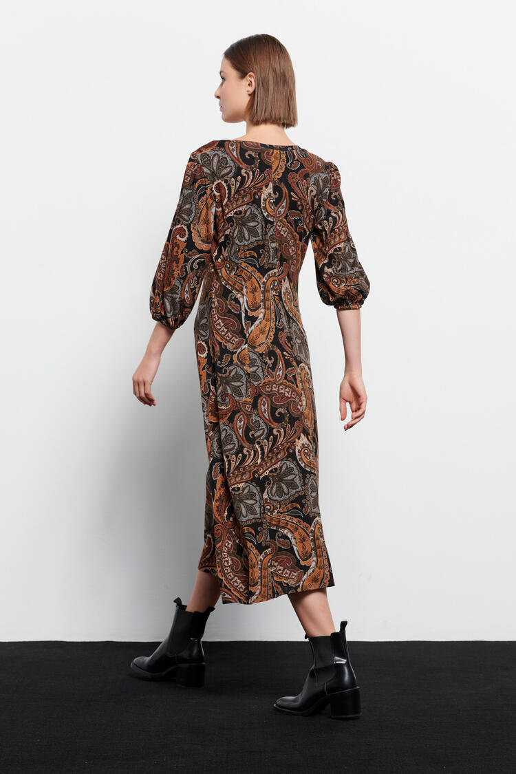 Maxi dress with printed pattern - Brown S
