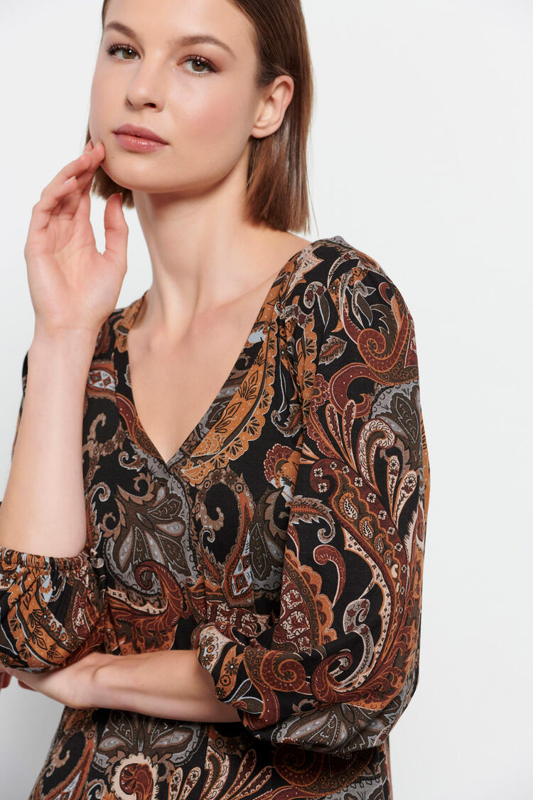 Maxi dress with printed pattern - Brown S