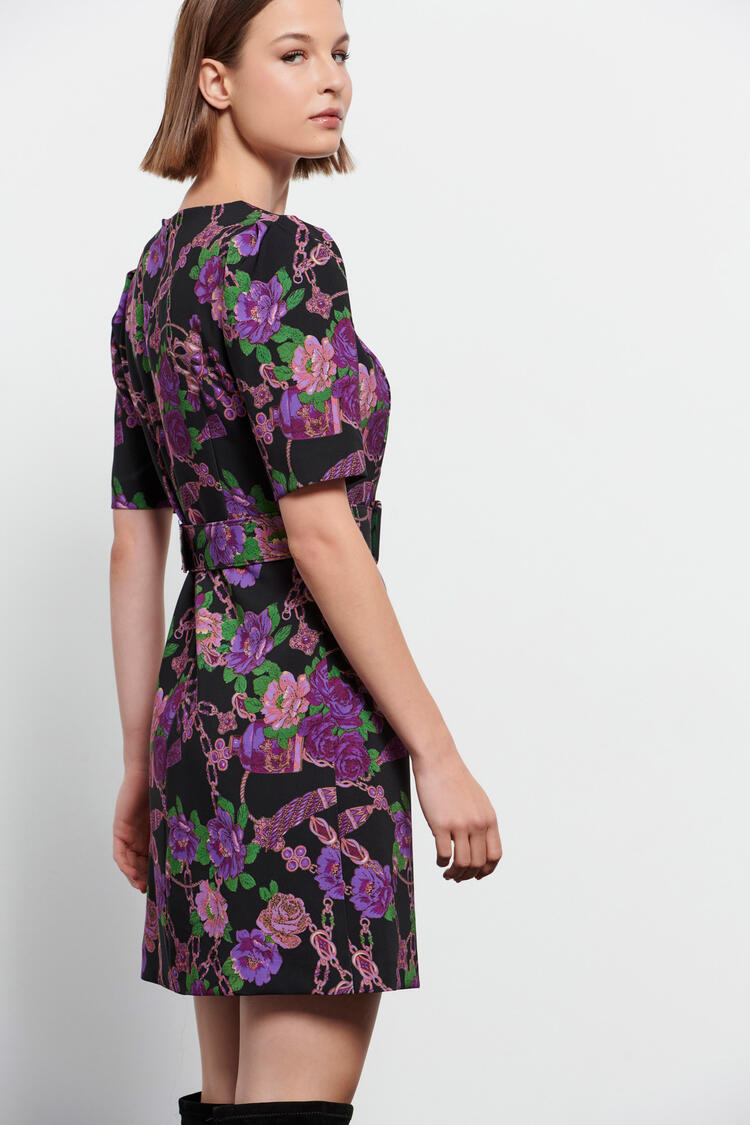 Mini dress with floral print - Black S