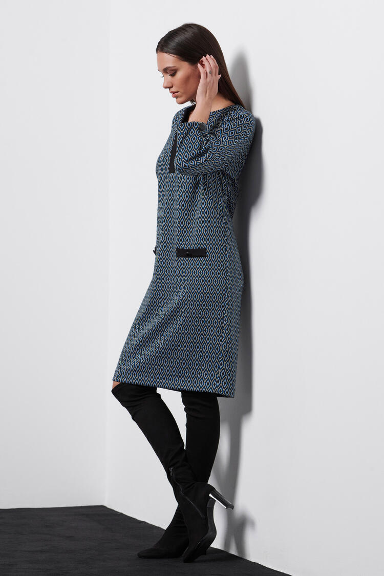 Long sleeve dress with V neckline - Black M