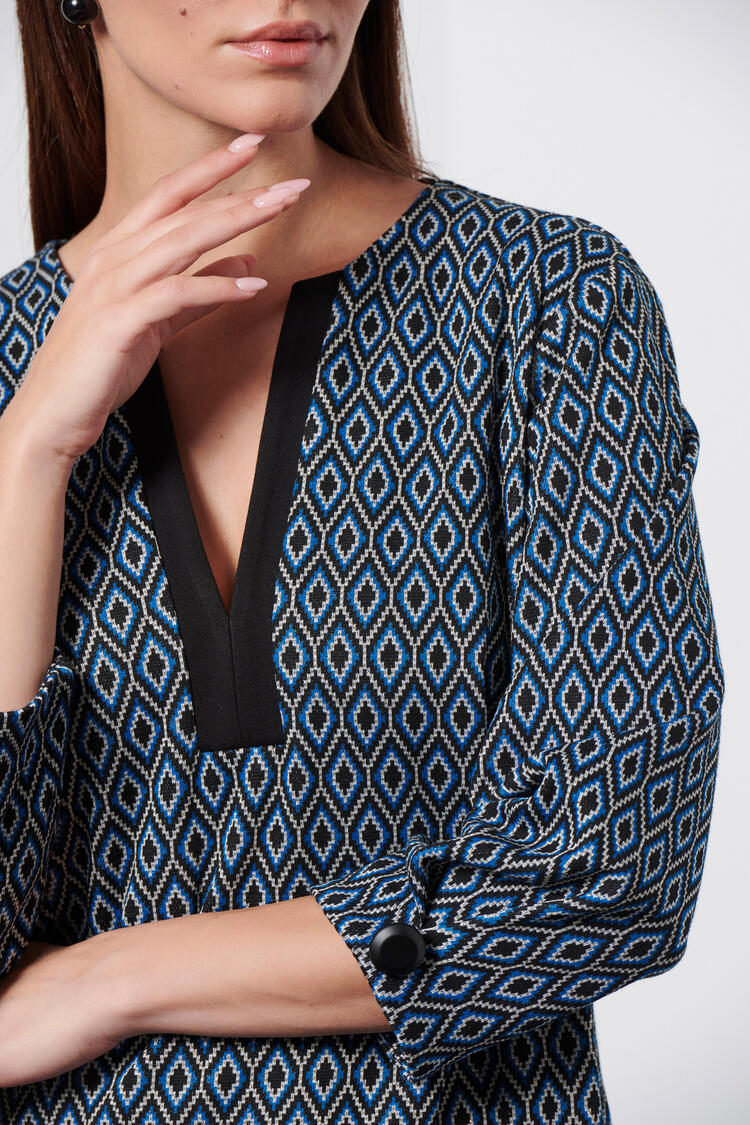 Long sleeve dress with V neckline - Black M