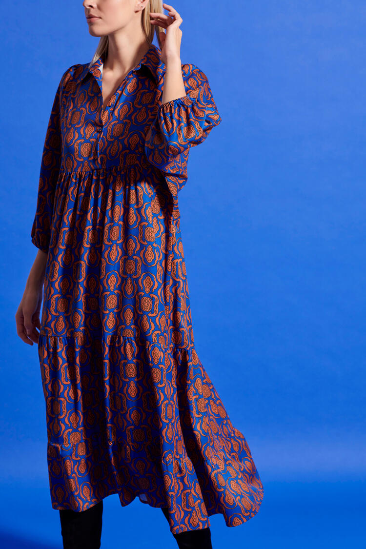Maxi dress with printed pattern - Electric Blue S/M