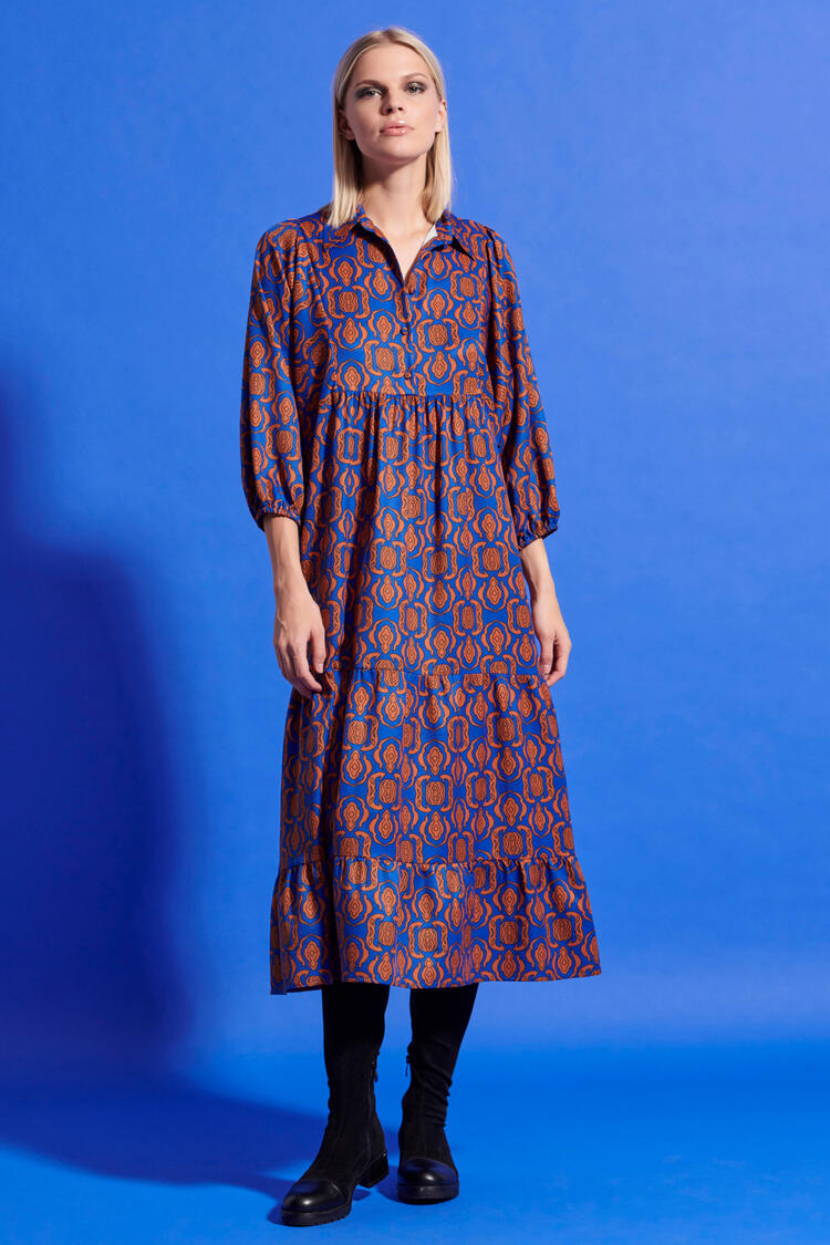 Maxi dress with printed pattern - Electric Blue S/M
