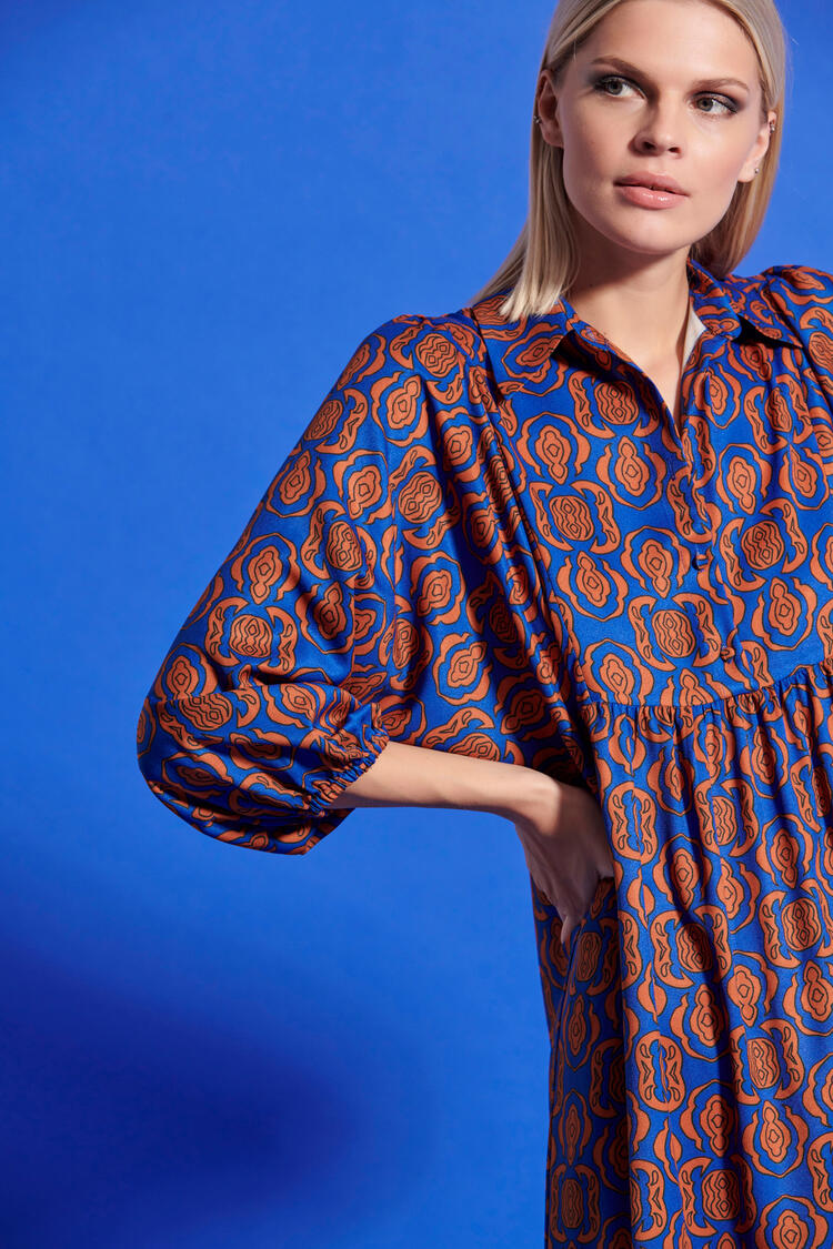 Maxi dress with printed pattern - Electric Blue S/M