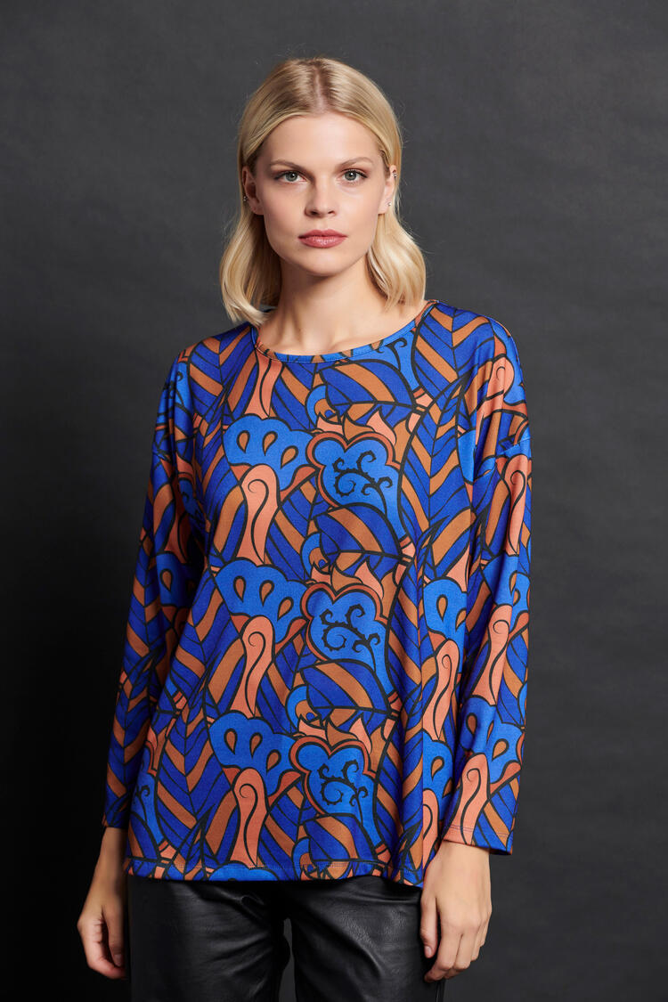 Blouse with printed print - Electric Blue S