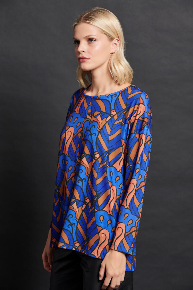 Blouse with printed print - Electric Blue S