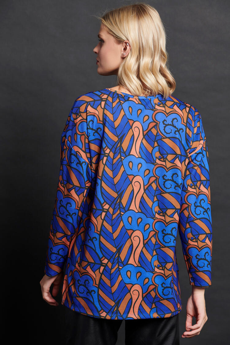 Blouse with printed print - Electric Blue S