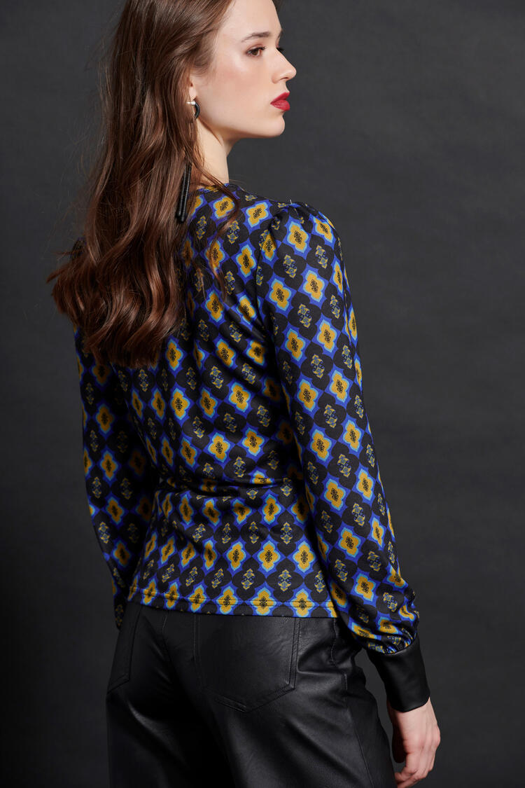 Blouse with printed cruise print - Black S