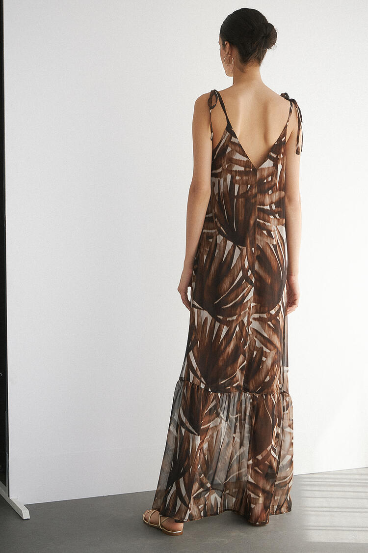 Muslin maxi dress - Brown L