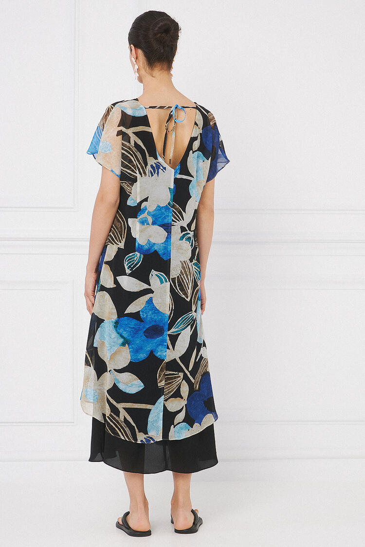 Floral muslin dress - Electric Blue M