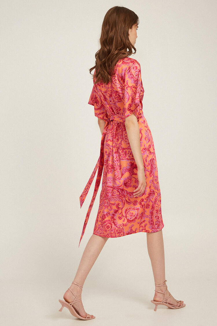 Croise satin dress - Orange S