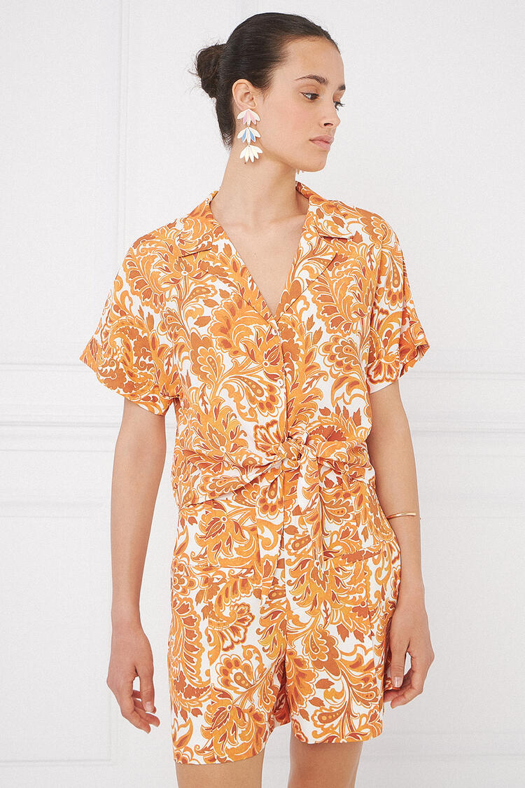 Floral shorts - Brown L