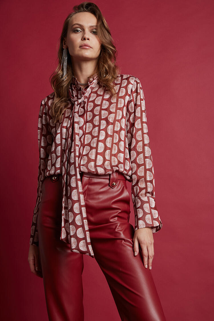 Shirt with scarf - Red L