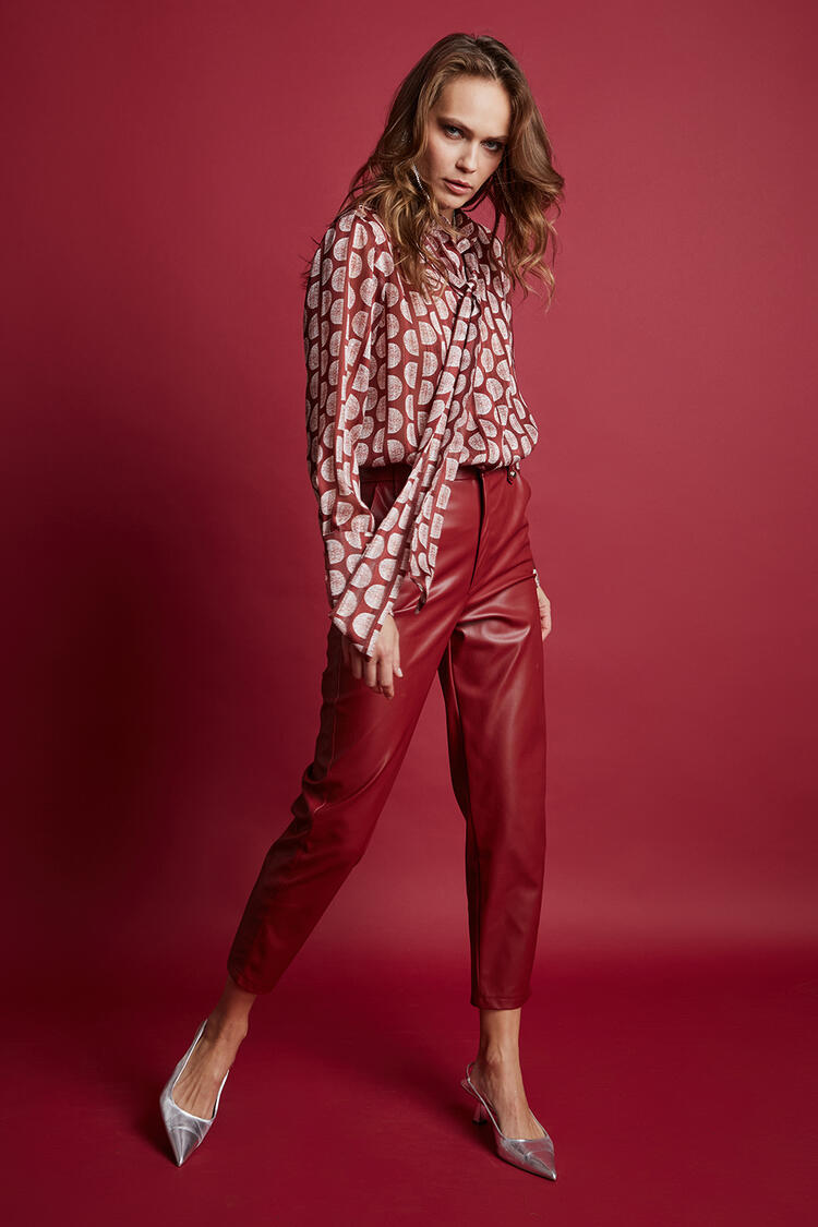 Shirt with scarf - Red L