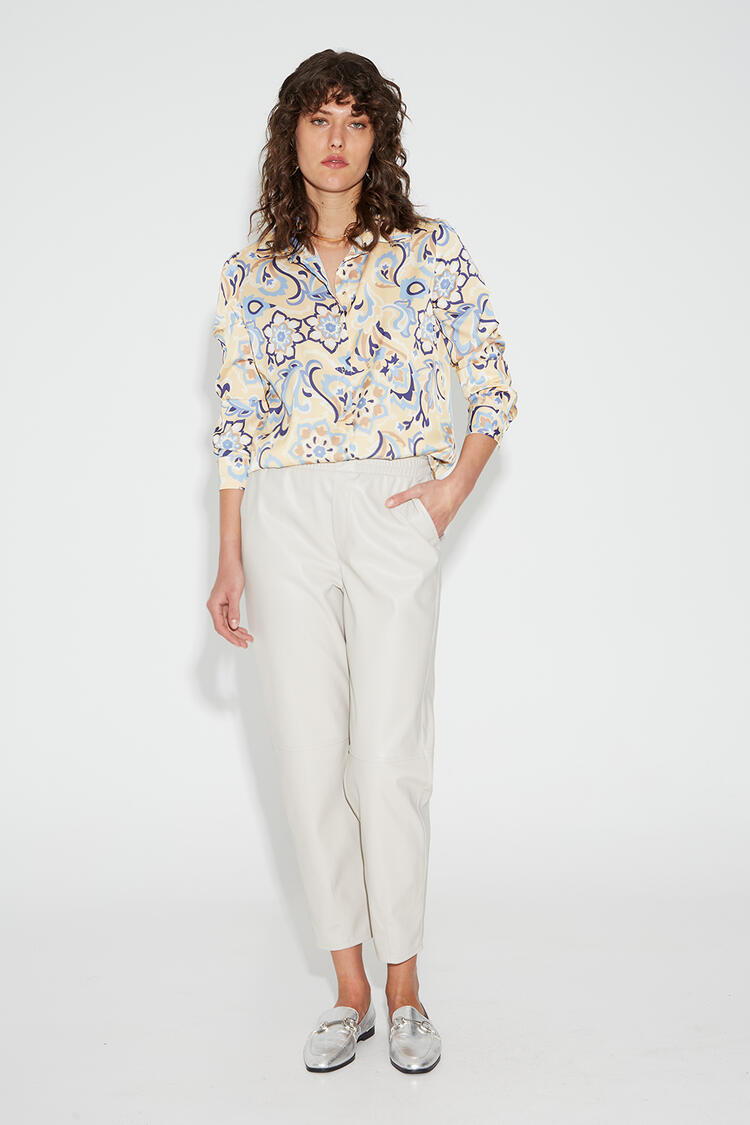 Satin printed shirt - Yellow S