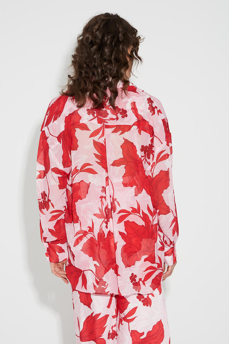 Oversized floral shirt - Pink S/M