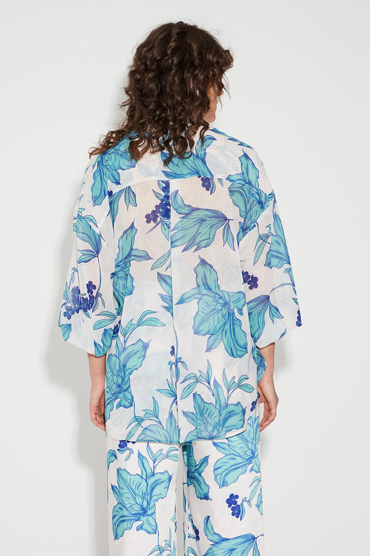 Oversized floral shirt - White S/M
