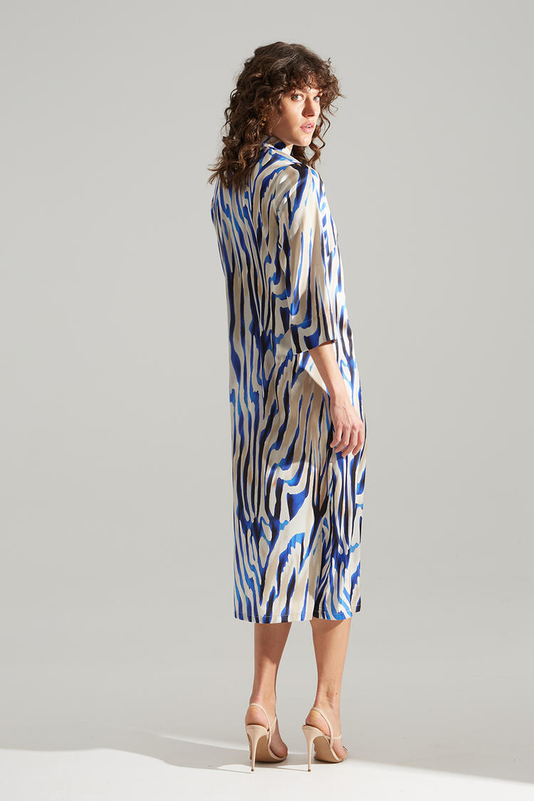 Animal print satin dress - Blue M