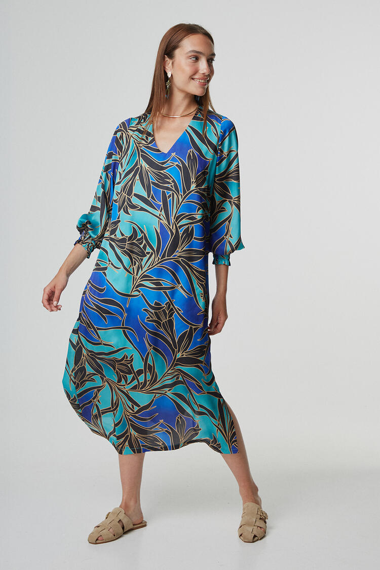 Printed satin dress - Black S