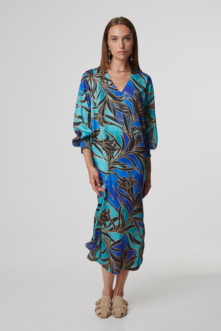 Printed satin dress - Black S