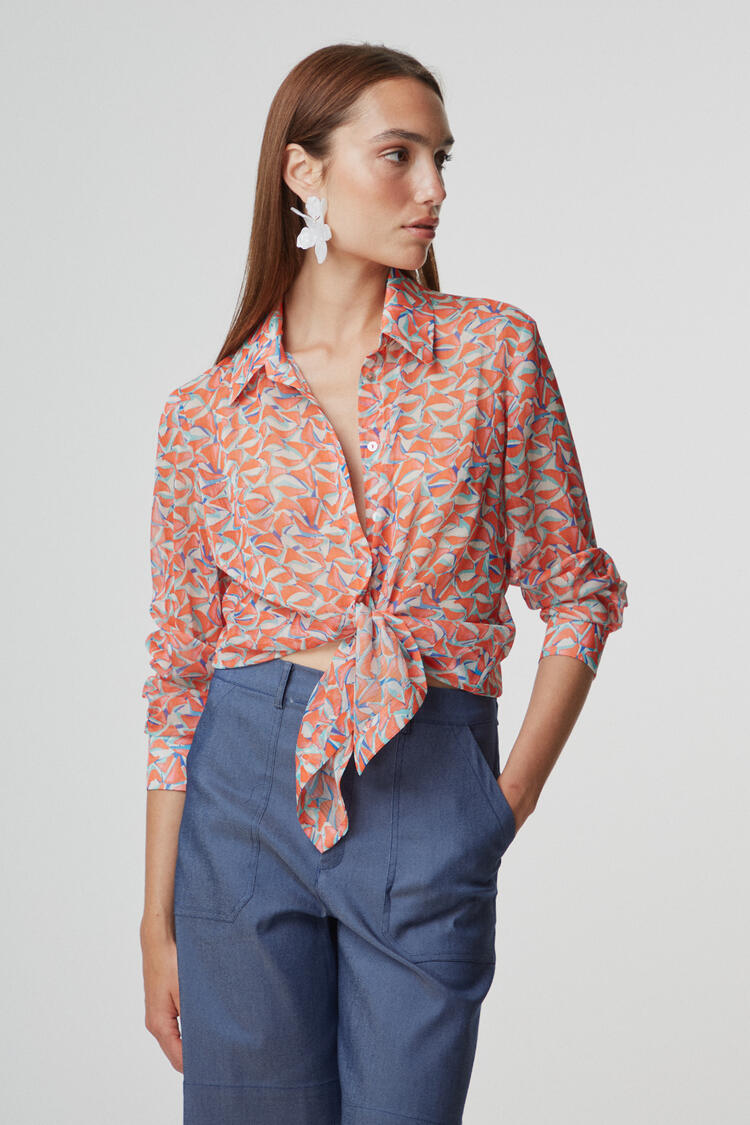 Shirt with printed pattern - CORAL S