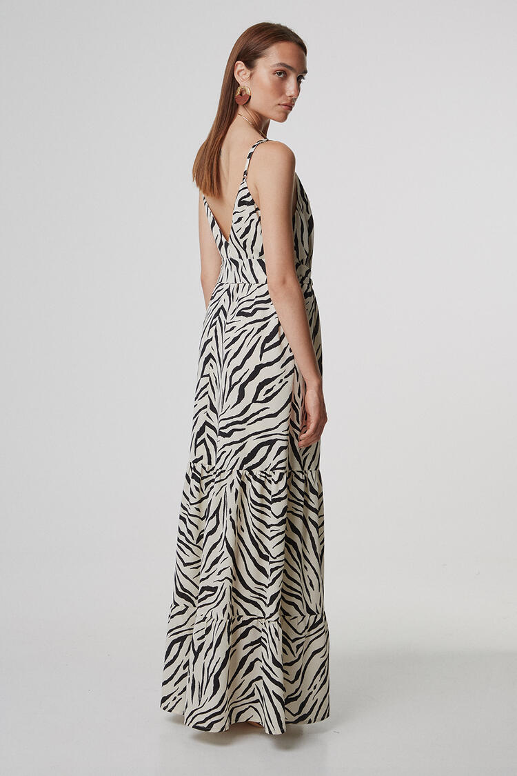 Animal print dress with belt - Off White S