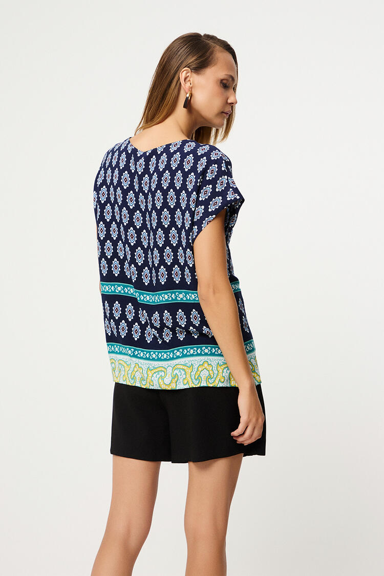 Blouse with printed pattern - Blue S
