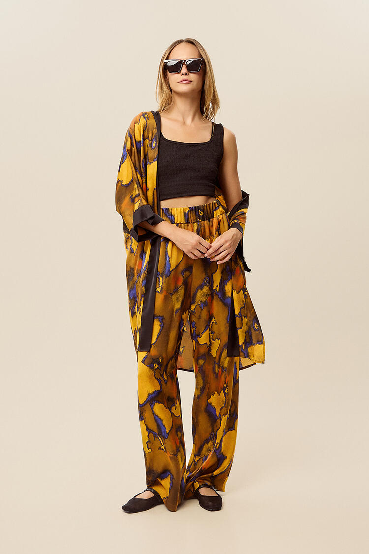 Kimono with printed pattern - YELLOW O/S