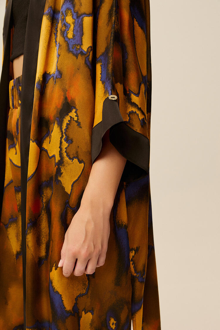 Kimono with printed pattern - YELLOW O/S